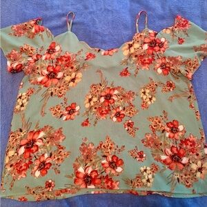 Rags to Wishes Blue Floral Plus Size Top